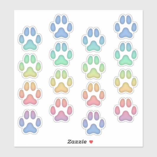 Rainbow Dog Pawprints Animal Tracks Decals Sticker (Vel)