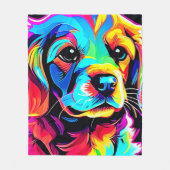 Rainbow Dog Portrait Art Fleece Deken (Voorkant)