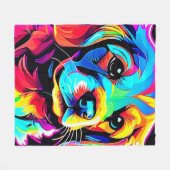 Rainbow Dog Portrait Art Fleece Deken (Voorkant (Horizontaal))