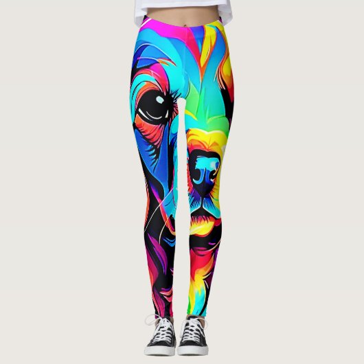 Rainbow Dog Portrait Art Leggings (Voorkant)