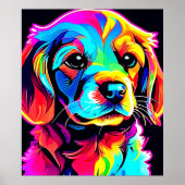 Rainbow Dog Portrait Art Poster (Voorkant)
