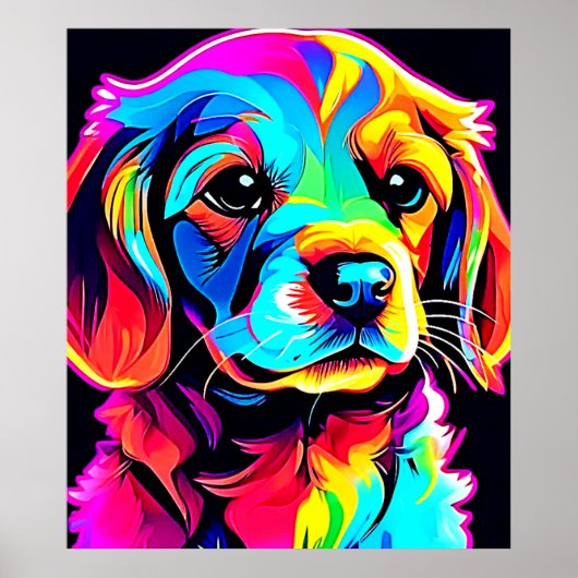 Rainbow Dog Portrait Art Poster (Voorkant)