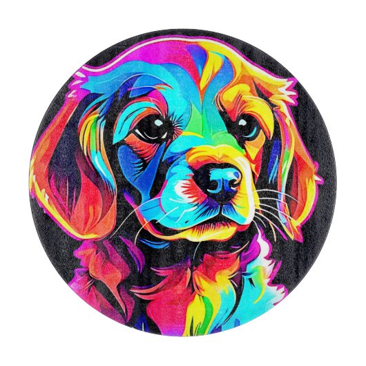 Rainbow Dog Portrait Art Snijplank (Voorkant)