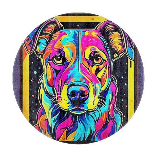 Rainbow Dog Portrait Art Snijplank (Voorkant)