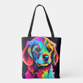 Rainbow Dog Portrait Art Tote Bag (Achterkant)