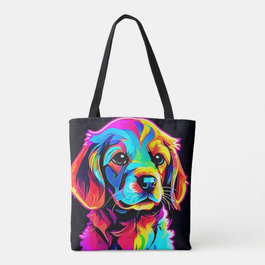 Rainbow Dog Portrait Art Tote Bag (Achterkant)