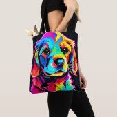 Rainbow Dog Portrait Art Tote Bag (Dichtbij)