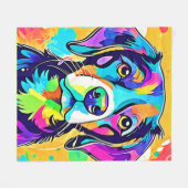 Rainbow Dog Portrait Design Fleece Deken (Voorkant (Horizontaal))
