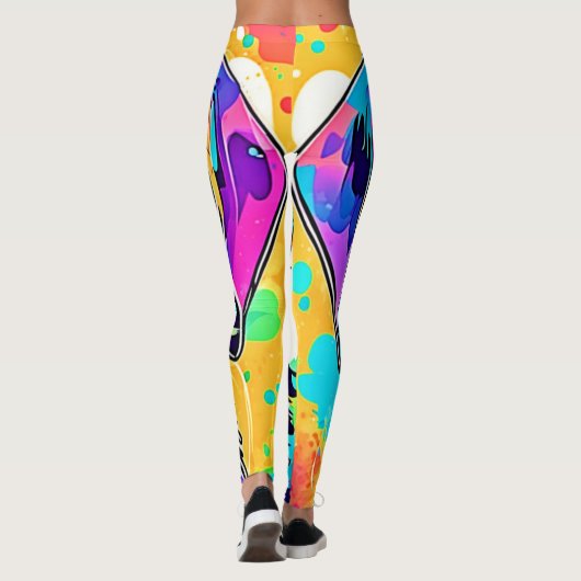 Rainbow Dog Portrait Design Leggings (Achterkant)