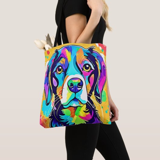Rainbow Dog Portrait Design Tote Bag (Dichtbij)