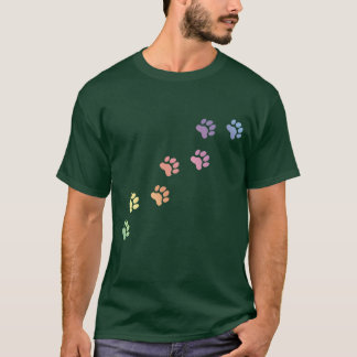 Rainbow Dog volgt hond voetafdruk hond poot hond r T-shirt