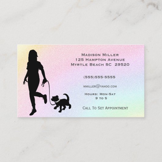 Rainbow Dog Walker/Pet Sitter Visitekaartje (Achterkant)