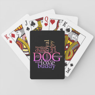 Rainbow Dog Word Art Pokerkaarten