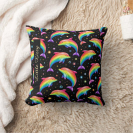 Rainbow Dolphin Throw Pillow – Customizable Name Kussen