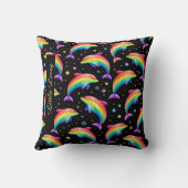 Rainbow Dolphin Throw Pillow – Customizable Name Kussen (Achterkant)