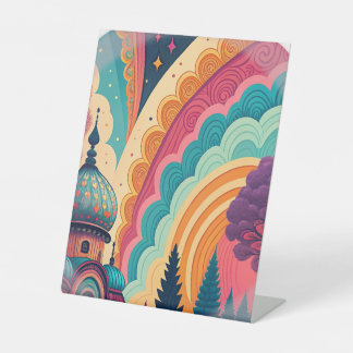 Rainbow Dome Pedestal Sign – Customizable Reclamebord Met Voetstuk