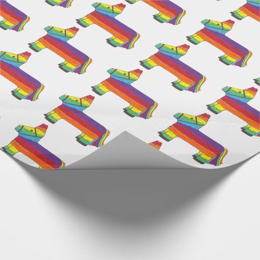 Rainbow Donkey Piñata Birthday Party Fiesta Pride Cadeaupapier (Hoek)