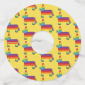 Rainbow Donkey Piñata Cinco de Mayo Birthday Party Wijnglaslabel (Voorkant)