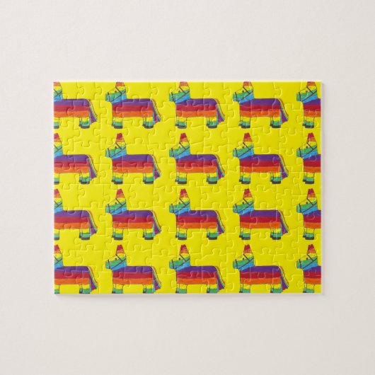 Rainbow Donkey Piñata Fiesta Birthday Party Pride Legpuzzel (Horizontaal)