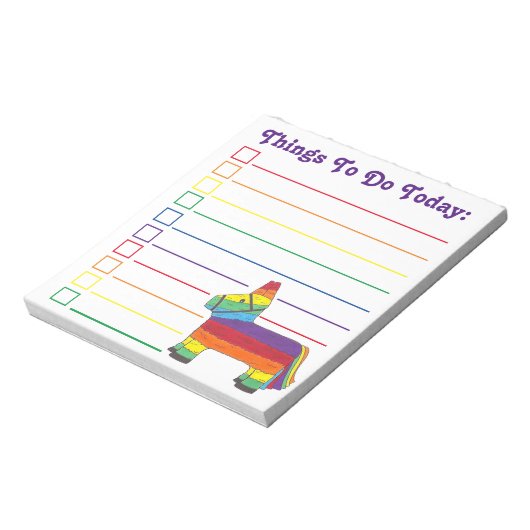 Rainbow Donkey Piñata Party wil lijst Notitieblok (Linkerzijde)