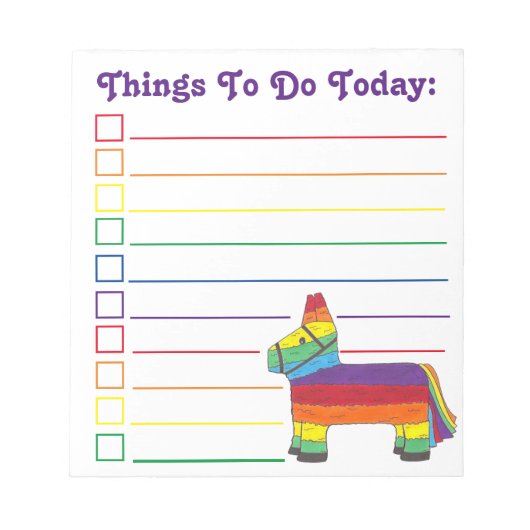 Rainbow Donkey Piñata Party wil lijst Notitieblok (Voorkant)