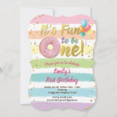 Rainbow donut 1e verjaardag meisje kaart (Voorkant)