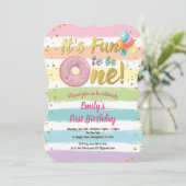 Rainbow donut 1e verjaardag meisje kaart (Staand voorkant)