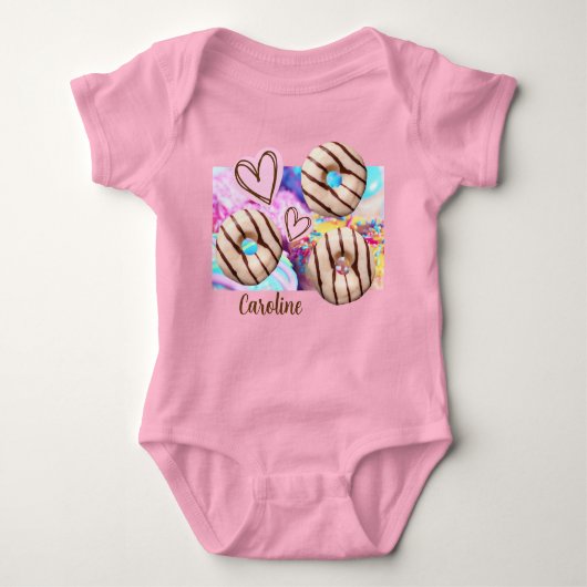Rainbow Donut Baby Girl One-Piece Bodysuit (Voorkant)