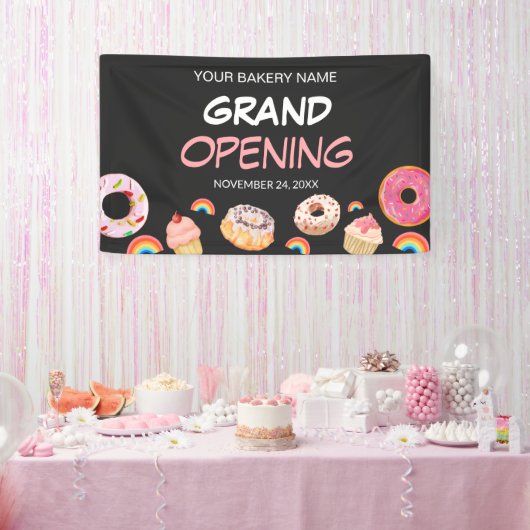 Rainbow Donut Bakery Grand Opening Sale Spandoek (Feest)