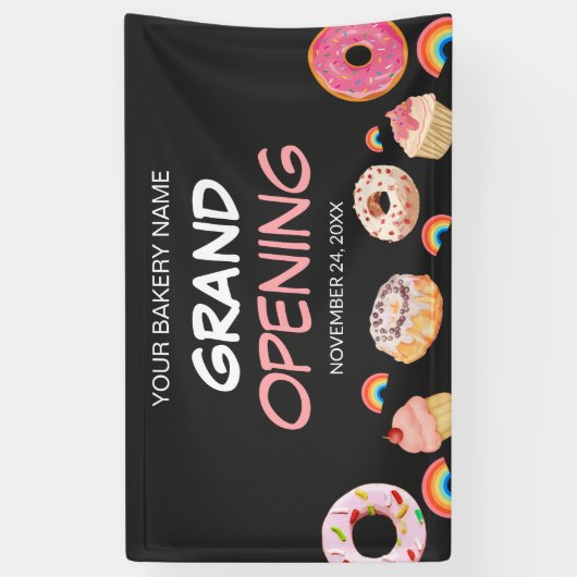 Rainbow Donut Bakery Grand Opening Sale Spandoek (Verticaal)