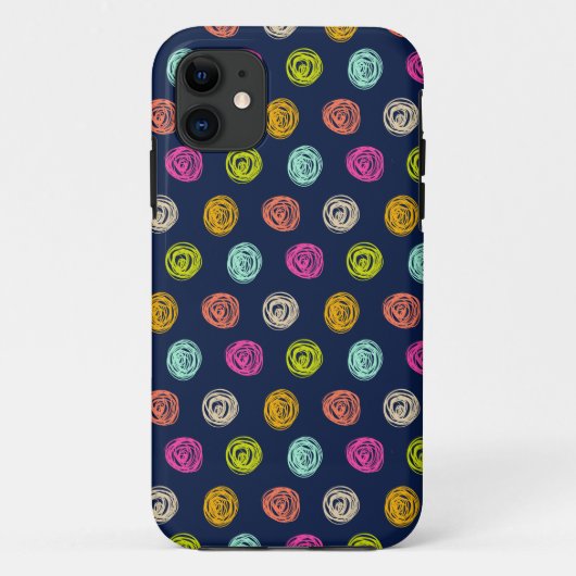 Rainbow Doodle Dot Confetti on Navy Wrapping Paper Case-Mate iPhone Case (Achterkant)
