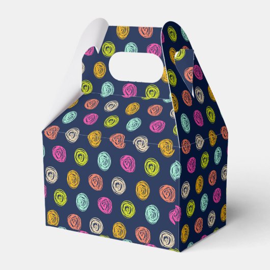 Rainbow Doodle Dot Confetti op marine Bedankdoosjes (Voorkant Zijde)