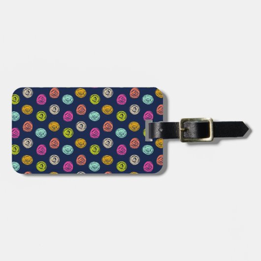 Rainbow Doodle Dot Confetti op marinepapier Bagagelabel (Voorkant horizontaal)
