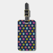 Rainbow Doodle Dot Confetti op marinepapier Bagagelabel (Voorkant verticaal)