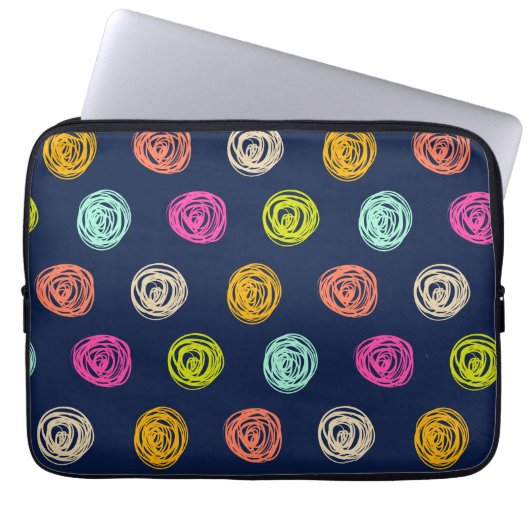 Rainbow Doodle Dot Confetti op marinepapier Laptop Sleeve (Voorkant)