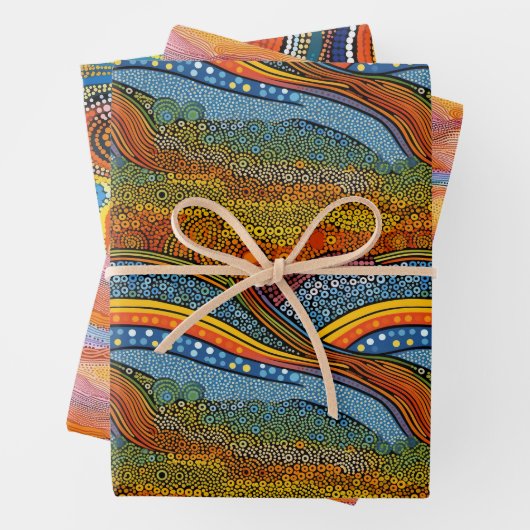 Rainbow dot art stijl inpakpapier (In situ)