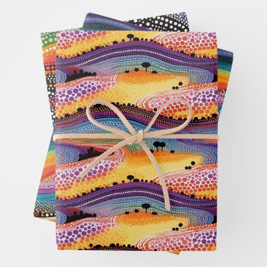 Rainbow dot art stijl inpakpapier (In situ)