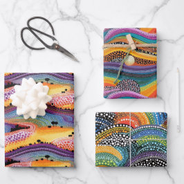 Rainbow dot art stijl inpakpapier