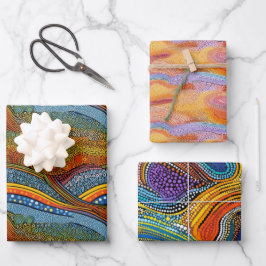 Rainbow dot art stijl inpakpapier vel