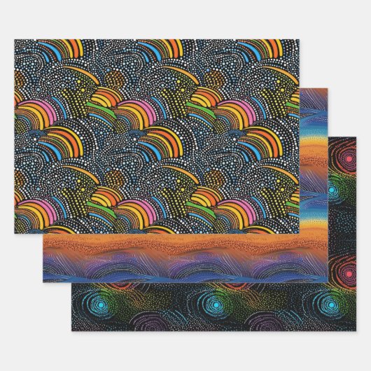 Rainbow dot art stijl inpakpapier vel (Set)