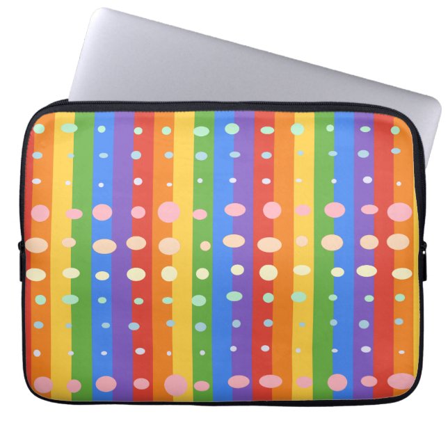 RAINBOW DOT STRIPES LAPTOP SLEEVE (Voorkant)
