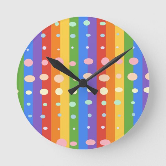 RAINBOW DOT STRIPES RONDE KLOK (Voorkant)