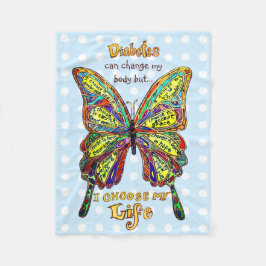 Rainbow Dotted Diabetes My Life Butterfly Blanket Fleece Deken