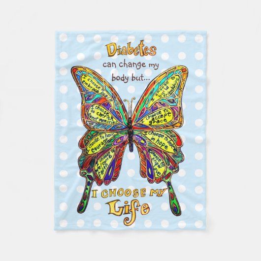 Rainbow Dotted Diabetes My Life Butterfly Blanket Fleece Deken (Voorkant)
