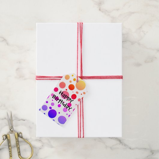 Rainbow Dotted Happy Birthday Cadeaulabel (Met Touw)