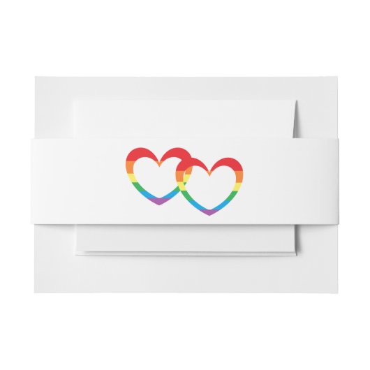 "Rainbow Double Hearts" Belly Bands Invitation Bel Uitnodigingen Wikkel (Voorkant Voorbeeld)