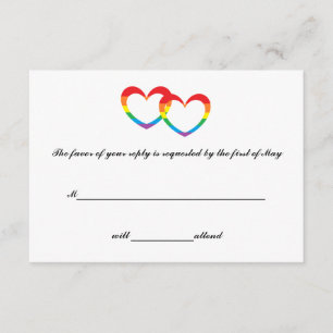 "Rainbow Double Hearts" RSVP-kaarten RSVP Kaartje