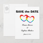 "Rainbow Double Hearts" Save the Date Briefkaarten (Voorkant / Achterkant)