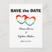 "Rainbow Double Hearts" Save the Date Briefkaarten (Voorkant)