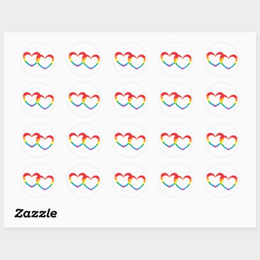 "Rainbow Double Hearts" Stickers (Vel)